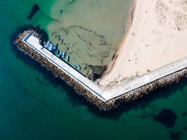 Bulgaristan 'ın Burgaz Bölgesi, Arkutino plajının şaşırtıcı hava manzarası