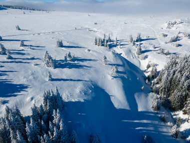 Bulgaristan 'ın Sofya Şehir Bölgesi, Vitosha Dağı' nın Hava Kış Manzarası