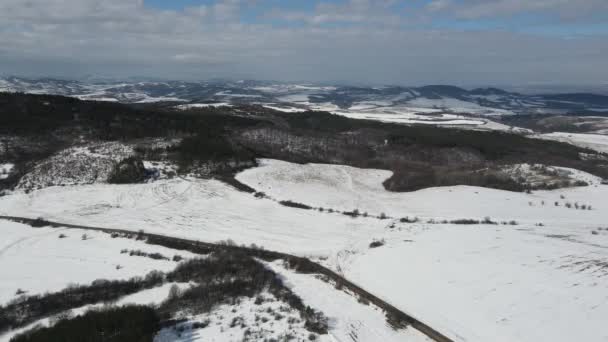 Vue Aérienne Hiver Montagne Lyulin Couverte Neige Région Sofia Bulgarie — Video