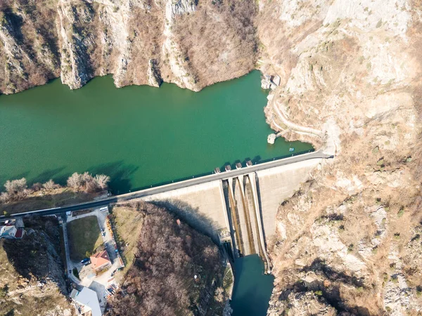 Luftaufnahme Des Staudamms Des Krichim Stausees Rhodopen Gebiet Plovdiv Bulgarien — Stockfoto