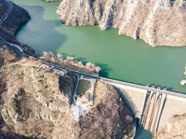 Luftaufnahme Des Staudamms Des Krichim Stausees Rhodopen Gebiet Plovdiv Bulgarien — Stockfoto
