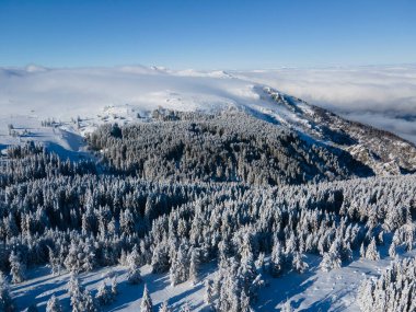 Bulgaristan 'ın Sofya Şehir Bölgesi, Vitosha Dağı' nın Hava Kış Manzarası