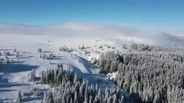 Bulgaristan 'ın Sofya Şehir Bölgesi, Vitosha Dağı' nın Hava Kış Manzarası