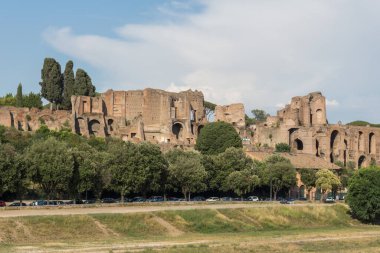 Roma, İtalya - 22 Haziran 2017: panoramik Circus Maximus ve Palatine Tepesi Roma, İtalya, Amazing