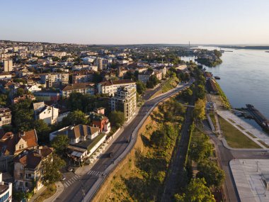 Bulgaristan 'ın Tuna Nehri ve Rusçuk Kenti' nin şaşırtıcı hava manzarası