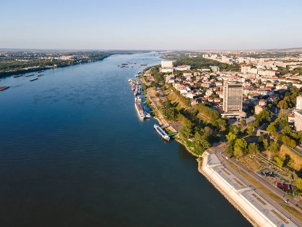 Increíble Vista Aérea Del Río Danubio Ciudad Ruse Bulgaria — Foto de Stock