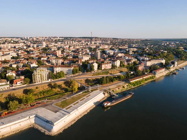 Erstaunliche Luftaufnahme Der Donau Und Der Stadt Russe Bulgarien — Stockfoto