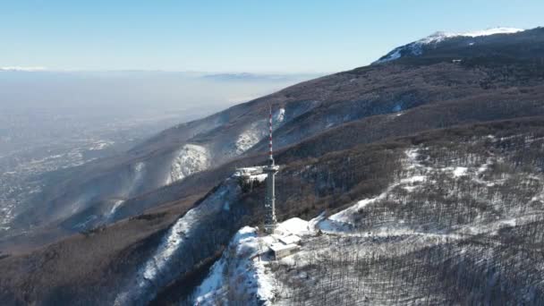 Vista Aérea Invierno Montaña Vitosha Área Kopitoto Región Ciudad Sofía — Vídeos de Stock