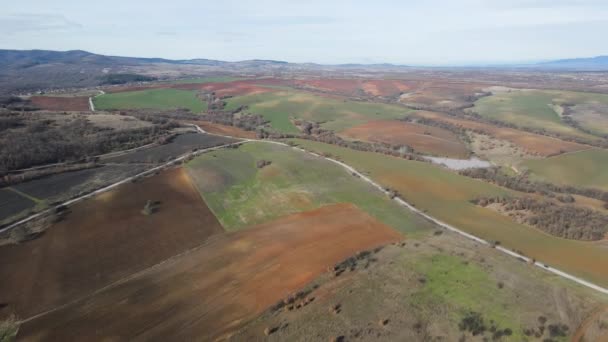 Vista Aérea Montaña Sakar Cerca Ciudad Topolovgrad Región Haskovo Bulgaria — Vídeos de Stock