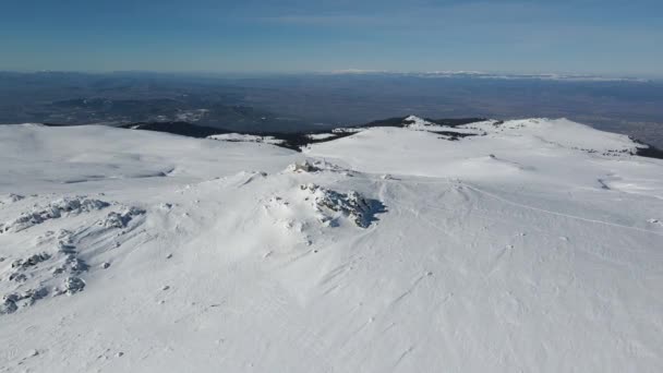 Veduta Aerea Invernale Della Montagna Vitosha Vicino Cherni Vrah Picco — Video Stock