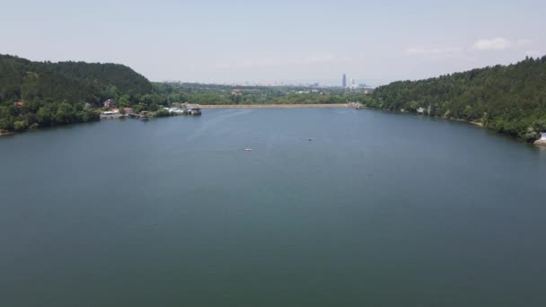 Letecký Letní Výhled Jezero Pancharevo Sofijský Kraj Bulharsko — Stock video