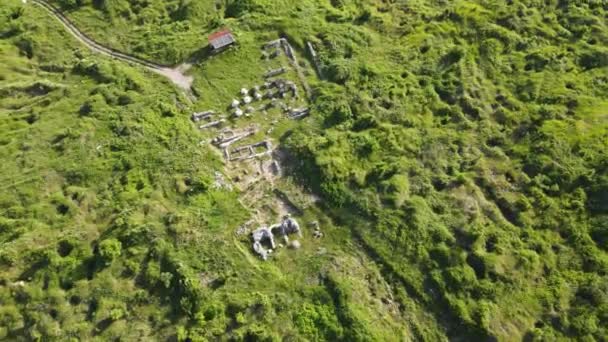 Flygfoto Över Ruiner Den Antika Romerska Staden Colonia Ulpia Traiana — Stockvideo