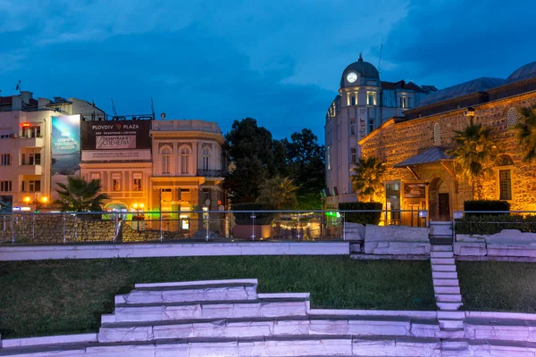 Plovdiv Bulgaria Agosto 2021 Increíble Vista Atardecer Plaza Dzhumaya Ciudad — Foto de Stock