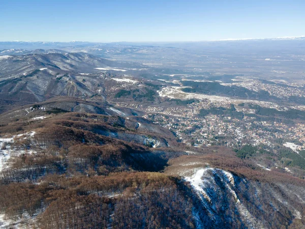 Vista Aérea Invierno Montaña Vitosha Área Kopitoto Región Ciudad Sofía — Foto de Stock