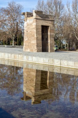 Madrid, İspanya - 23 Ocak 2018: görünüm Debod Tapınağı şehir Madrid, İspanya, Amazing