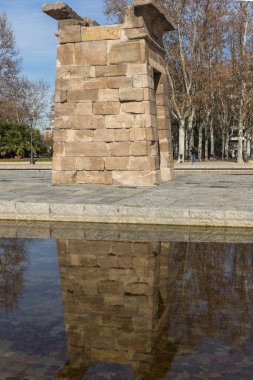 Madrid, İspanya - 23 Ocak 2018: görünüm Debod Tapınağı şehir Madrid, İspanya, Amazing