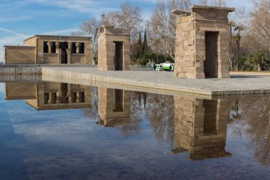 Madrid, İspanya - 23 Ocak 2018: görünüm Debod Tapınağı şehir Madrid, İspanya, Amazing