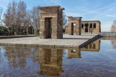 Madrid, İspanya - 23 Ocak 2018: görünüm Debod Tapınağı şehir Madrid, İspanya, Amazing