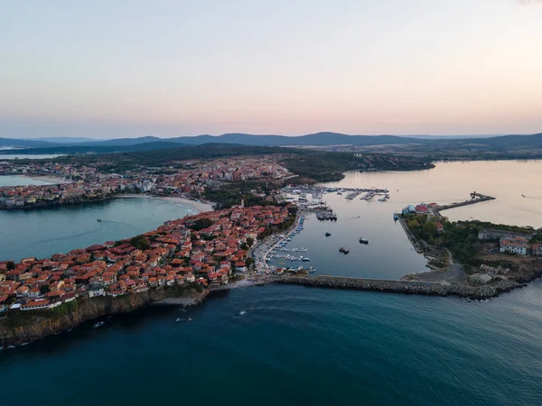 Aerial Sunset View Old Town Port Sozopol Burgas Region Bulgaria — Stock Photo, Image