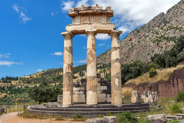 Ruinen Der Antiken Griechischen Ausgrabungsstätte Von Delphi Zentralgriechenland — Stockfoto