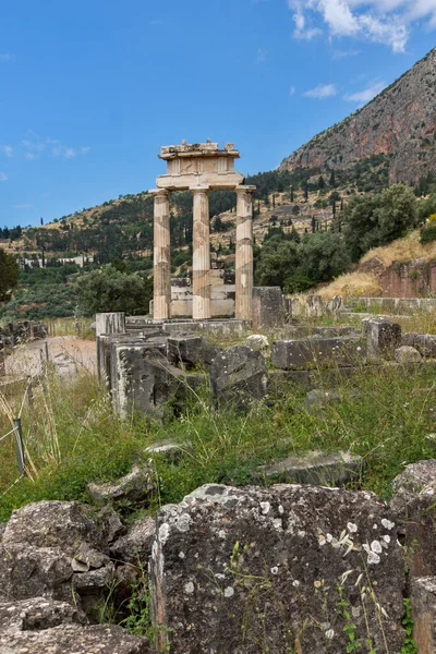 Ruinen Der Antiken Griechischen Ausgrabungsstätte Von Delphi Zentralgriechenland — Stockfoto