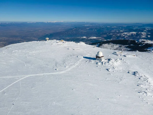 Aerial Winter View Vitosha Mountain Cherni Vrah Peak Sofia City — Stock Photo, Image
