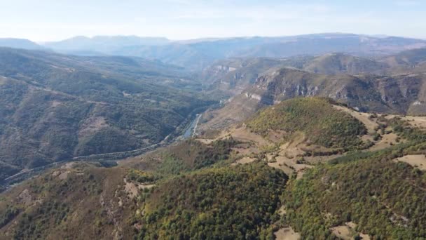Aerial View Iskar River Gorge Village Ochindol Vratsa Region Balkan — Stock Video