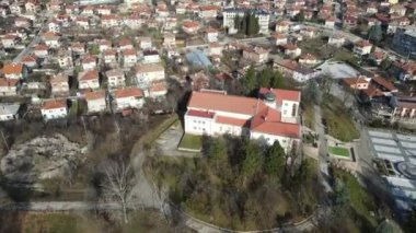 Bulgaristan 'ın Pazardzhik bölgesinin Bratsigovo kentinin şaşırtıcı hava manzarası
