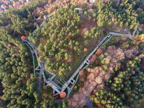 Vue Aérienne Des Ruines Antique Forteresse Hisarlaka Près Kyustendil Bulgarie — Photo