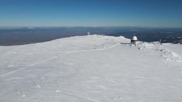 Vista Aérea Invierno Montaña Vitosha Cerca Del Pico Cherni Vrah — Vídeos de Stock