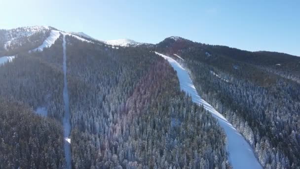 Vista Aérea Inverno Montanha Rila Perto Estância Esqui Borovets Região — Vídeo de Stock