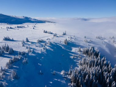 Bulgaristan 'ın Sofya Şehir Bölgesi, Vitosha Dağı' nın Hava Kış Manzarası