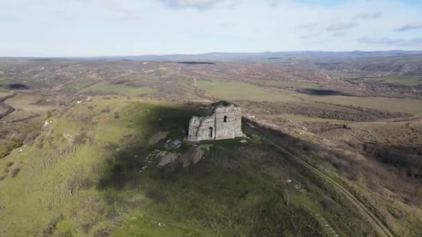 Luchtfoto Van Ruïnes Van Het Middeleeuwse Fort Van Bukelon Nabij — Stockvideo