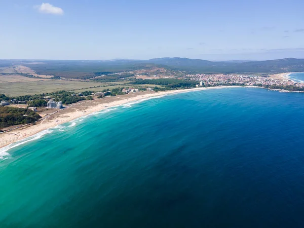 Vista Aérea Costa Del Mar Negro Cerca Ciudad Primorsko Región — Foto de Stock