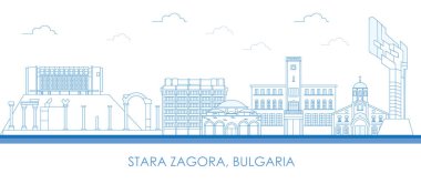 Bulgaristan 'ın Stara Zagora kentinin Skyline görünümü