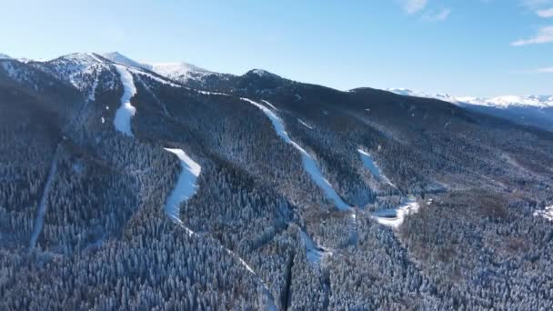 Vue Aérienne Hiver Montagne Rila Près Station Ski Borovets Région — Video