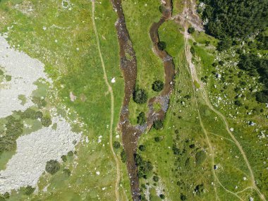 Bulgaristan 'ın Pirin Dağı' ndaki Banderitsa Nehri 'nin şaşırtıcı hava manzarası