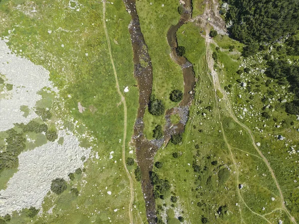 Καταπληκτική Αεροφωτογραφία Του Ποταμού Μπαντερίτσα Στο Βουνό Πιρίν Της Βουλγαρίας — Φωτογραφία Αρχείου