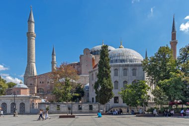 İSTANBUL, TURKEY - 26 Temmuz 2019: İstanbul, Türkiye 'deki Ayasofya Müzesi