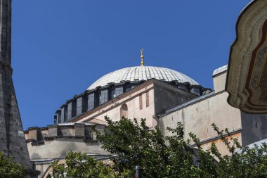 İSTANBUL, TURKEY - 26 Temmuz 2019: İstanbul, Türkiye 'deki Ayasofya Müzesi