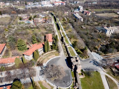 Bulgaristan 'ın Filibe Bölgesi Hisarya kentinin hava manzarası