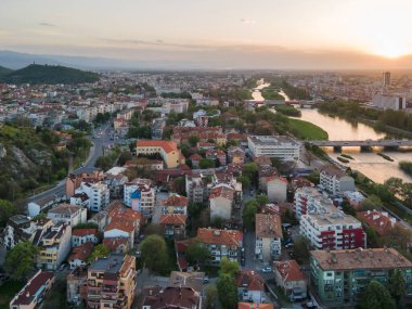 Bulgaristan 'ın Filibe kentinin şaşırtıcı hava manzarası