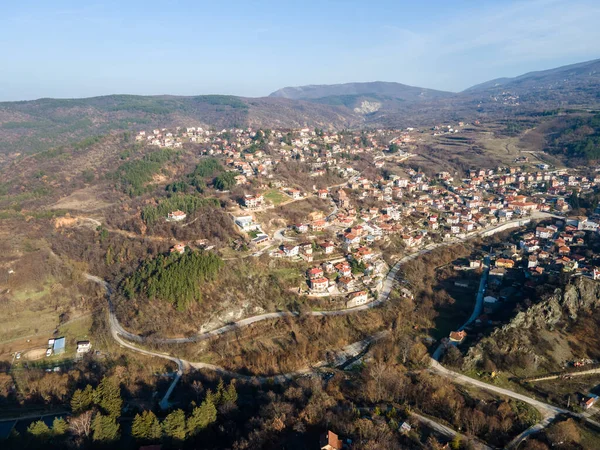 Flygfoto Över Byn Hrabrino Plovdiv Region Bulgarien — Stockfoto