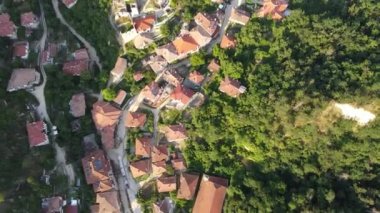 Bulgaristan 'ın Blagoevgrad bölgesinin tarihi Melnik kasabasının hava manzarası