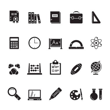 siluet eğitim ve okul simgeler - vector Icon set