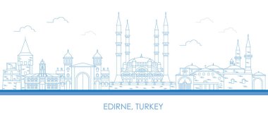 Türkiye 'nin Edirne kentinin Skyline görünümü - vektör illüstrasyonu