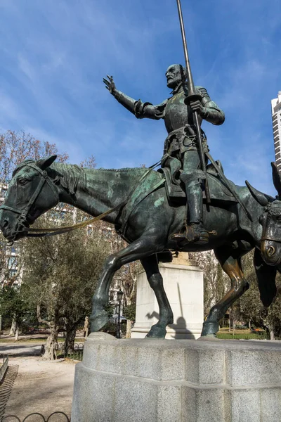 Madrid Spanya Ocak 2018 Anıt Cervantes Don Kişot Sancho Panza — Stok fotoğraf