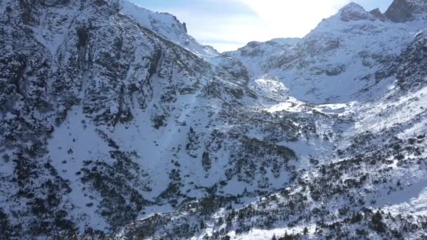 Vista Aérea Surpreendente Inverno Montanha Rila Perto Pico Malyovitsa Bulgária — Vídeo de Stock
