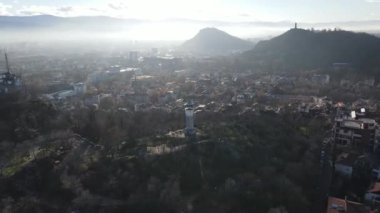 Bulgaristan 'ın Filibe kentinin şaşırtıcı hava manzarası 