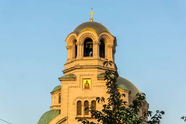 Sofia Bulgária Agosto 2021 Fantástica Vista Pôr Sol Catedral Santo — Fotografia de Stock